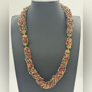 Vintage Joan Rivers Czech Republic 24 Strand Glass Seaded Bead Necklace NEW